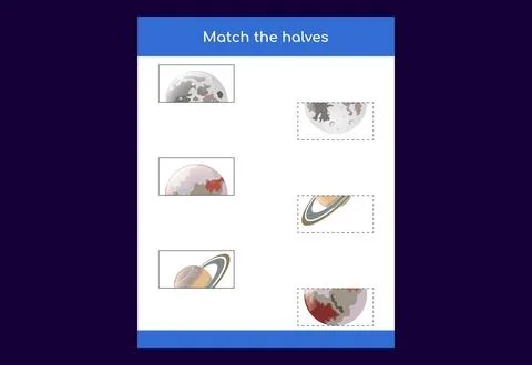 Matching game. Match halves of objects. Educational game for children, prin.. Stock Illustration