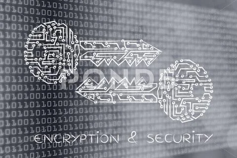Matching keys made of electronic circuits, encryption 