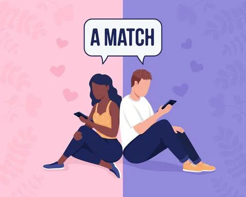 Matching with partner based on personality traits flat color vector illustrat Stock-Illustration