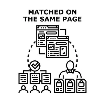 Matching team members concepts on shared web pages Stock Illustration
