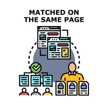 Matching team members concepts on shared web pages Stock Illustration