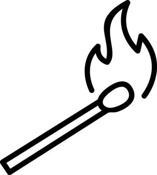 Matchstick with bright flame fire icon Stock Illustration