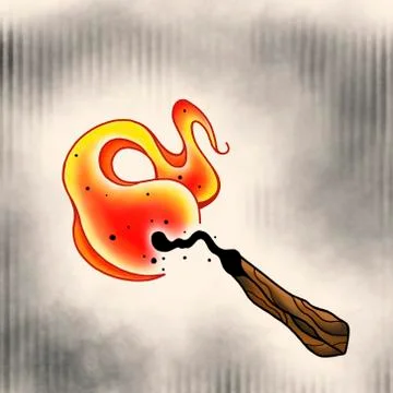Matchstick with fire. Stock Illustration