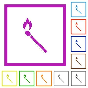 Matchstick flat framed icons Stock Illustration
