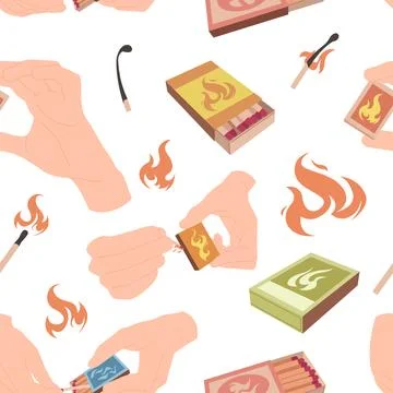 Matchstick Pattern with Flames Stock Illustration