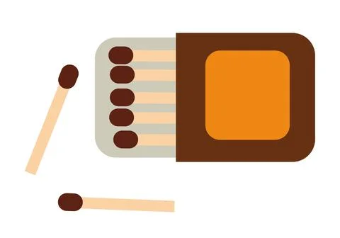 Matchsticks and matchbox. Vector flat illustration. Stock Illustration