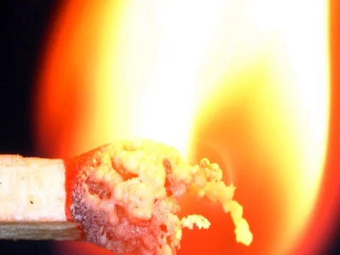 Matchsticks  burning to become ashes. Video stock 80810855