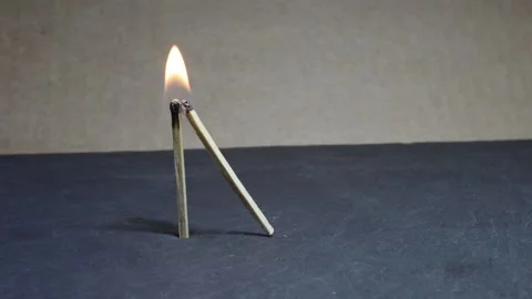 Matchsticks burns with a flame Stock Footage 341861641
