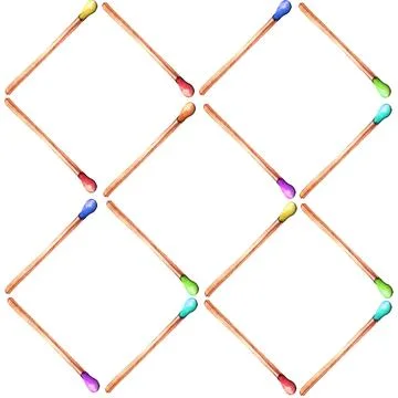 Matchsticks pattern, pattern with watercolor matches, seamless pattern Stock Illustration