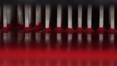 Matchsticks Rising From Red Dipping Bath With Wet Match Heads Macro Vídeo Stock 339736962