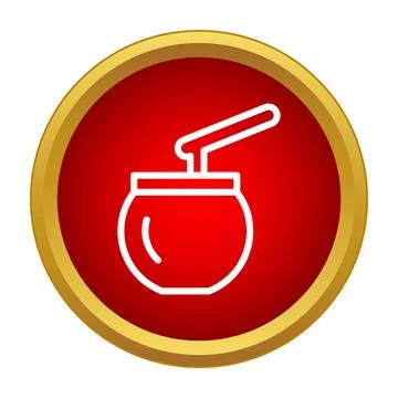 Mate drink with bombilla in flat icon Stock Illustration