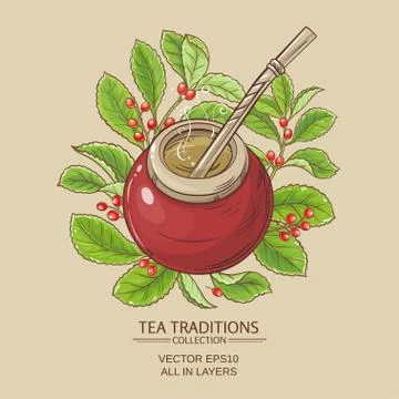 Mate tea in calabash Stock Illustration
