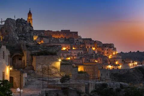 Matera at dusk Stock-Fotos