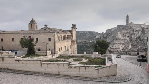 Matera landscape, wide angle Video stock 83704971