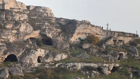 Matera Sassi, cavern cross Video stock 70070657