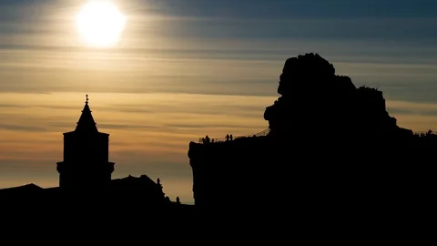 Matera at Sunset, the underground city with its historical centre Sassi, Italy Stock Footage 103677924