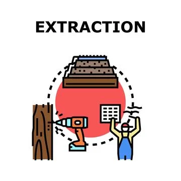 Material and data extraction process concept Stock Illustration