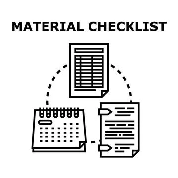 Material checklist concept for project planning progress Stock Illustration