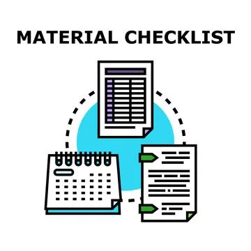 Material checklist concept for project planning progress Stock Illustration