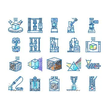 Material construction engineer icons hand drawn Stock Illustration