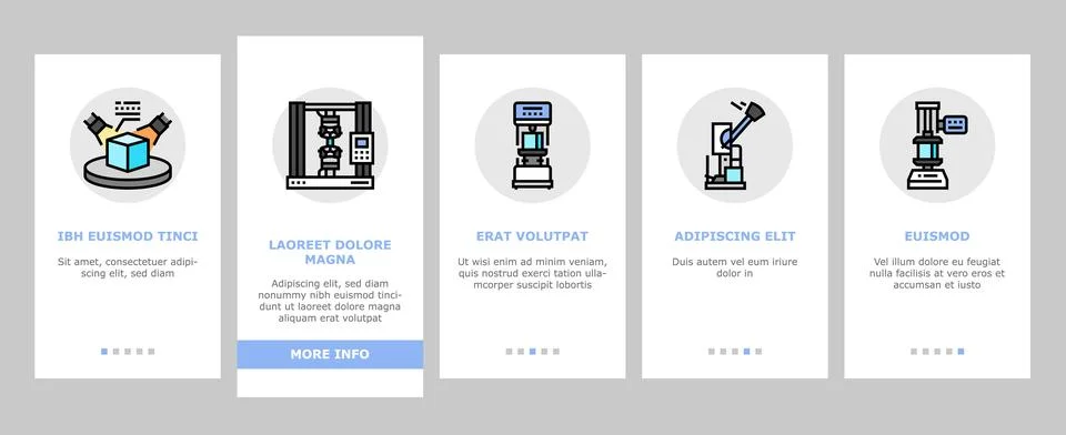 Material construction engineer onboarding icons set vector Stock Illustration