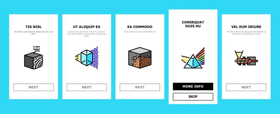 Material construction engineer onboarding icons set vector Stock Illustration