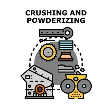 Material crushing and powderizing process vector concept illustration Stock Illustration