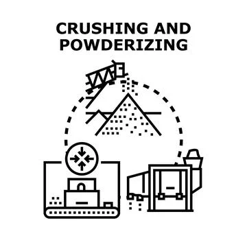Material crushing and powderizing process vector illustration concept Illustrazione stock