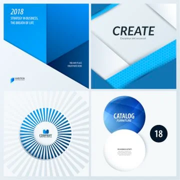 Material design of blue colourful abstract vector elements for graphic template. Stock Illustration