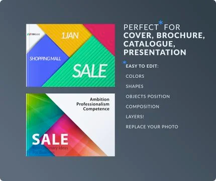 Material design of brochure set, abstract annual report, horizontal cover layout Illustrazione stock