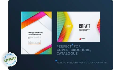 Material design of brochure set, abstract annual report, horizontal cover layout Stock Illustration
