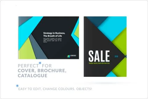 Material design of brochure set, abstract annual report, horizontal cover layout Stock Illustration