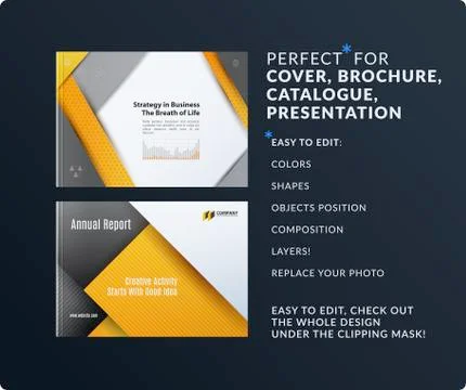 Material design of brochure set, abstract annual report, horizontal cover Illustrazione stock