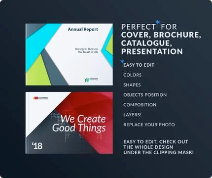 Material design of brochure set, abstract annual report, horizontal cover Stock Illustration
