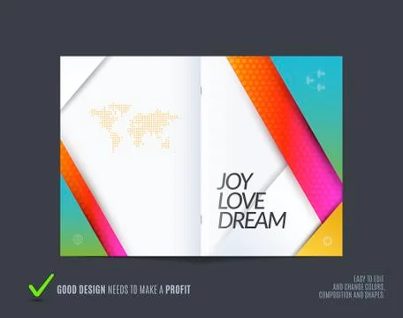 Material design of brochure set, abstract annual report, horizontal cover Stock Illustration