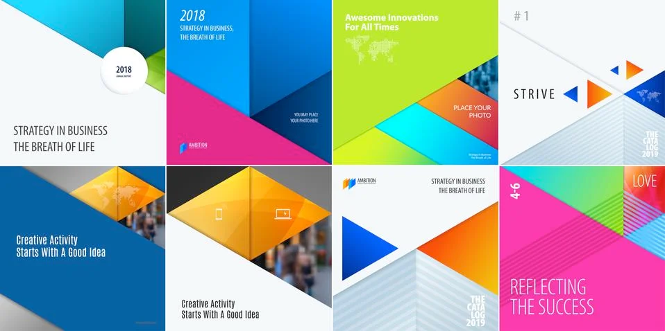 Material design of colourful abstract vector elements for graphic template. Stock Illustration