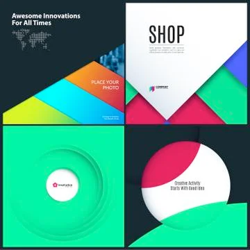 Material design of colourful abstract vector elements for graphic template. Stock Illustration