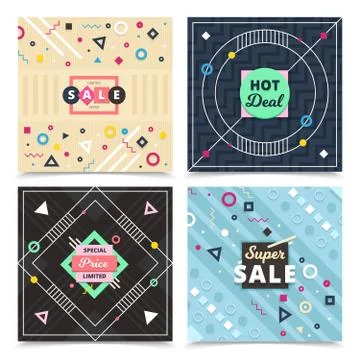 Material Design Concept Banners Stock Illustration