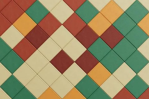 Material Design Concept. Seamless Pattern Of Colored Leather Squares With E.. Stock Illustration