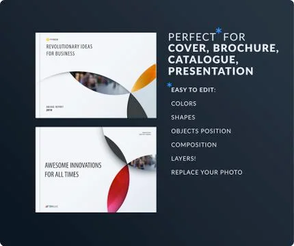 Material design presentation template with colourful circles intersections Illustrazione stock