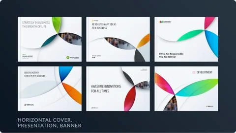 Material design presentation template with colourful circles intersections Stock Illustration