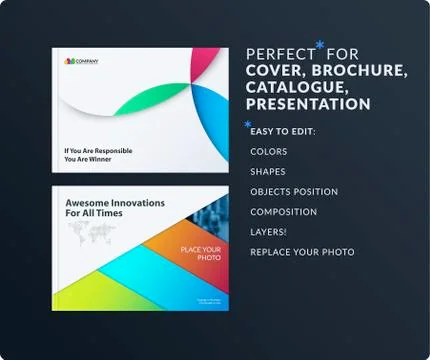Material design presentation template with colourful circles intersections Stock Illustration