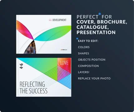 Material design presentation template with colourful circles intersections 스톡 일러스트