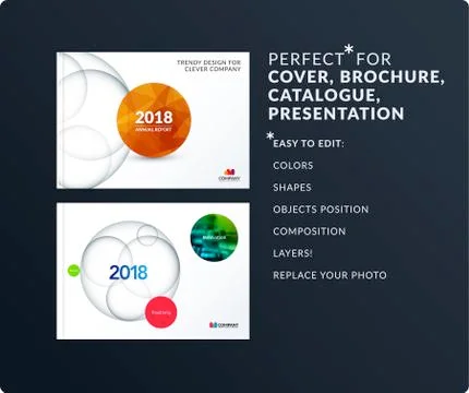 Material design presentation template with colourful circles intersections Ilustração Stock