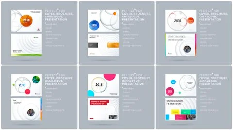 Material design presentation template with colourful circles intersections Stock Illustration