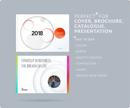 Material design presentation template with colourful circles intersections イラスト素材