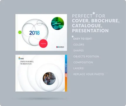 Material design presentation template with colourful circles intersections Stock Illustration