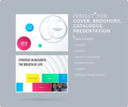 Material design presentation template with colourful circles intersections Illustrazione stock