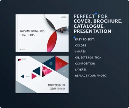 Material design presentation template with red colourful circles intersections Stock Illustration