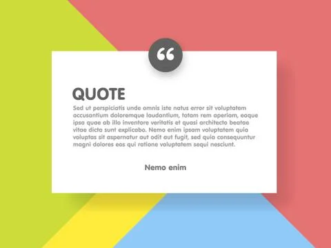 Material design style background and quote rectangle with sample text infor.. Stock Illustration
